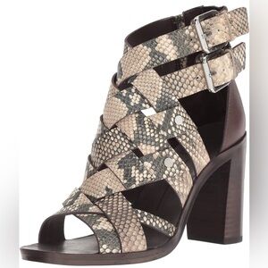 Dolce Vita | Noree Faux Snake Skin Caged Heel Peep Toe Sandals